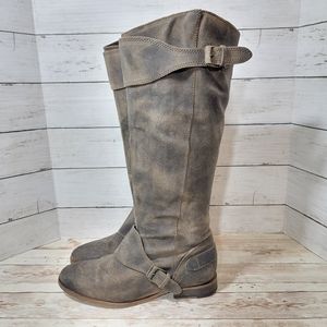 Allsaints grey suede tall suede boots